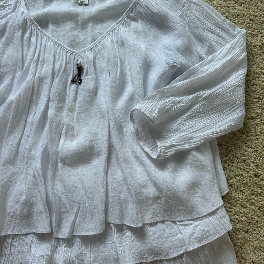 Joseph Ribkoff White Layered Ruffle Blouse - Picture 3 of 5